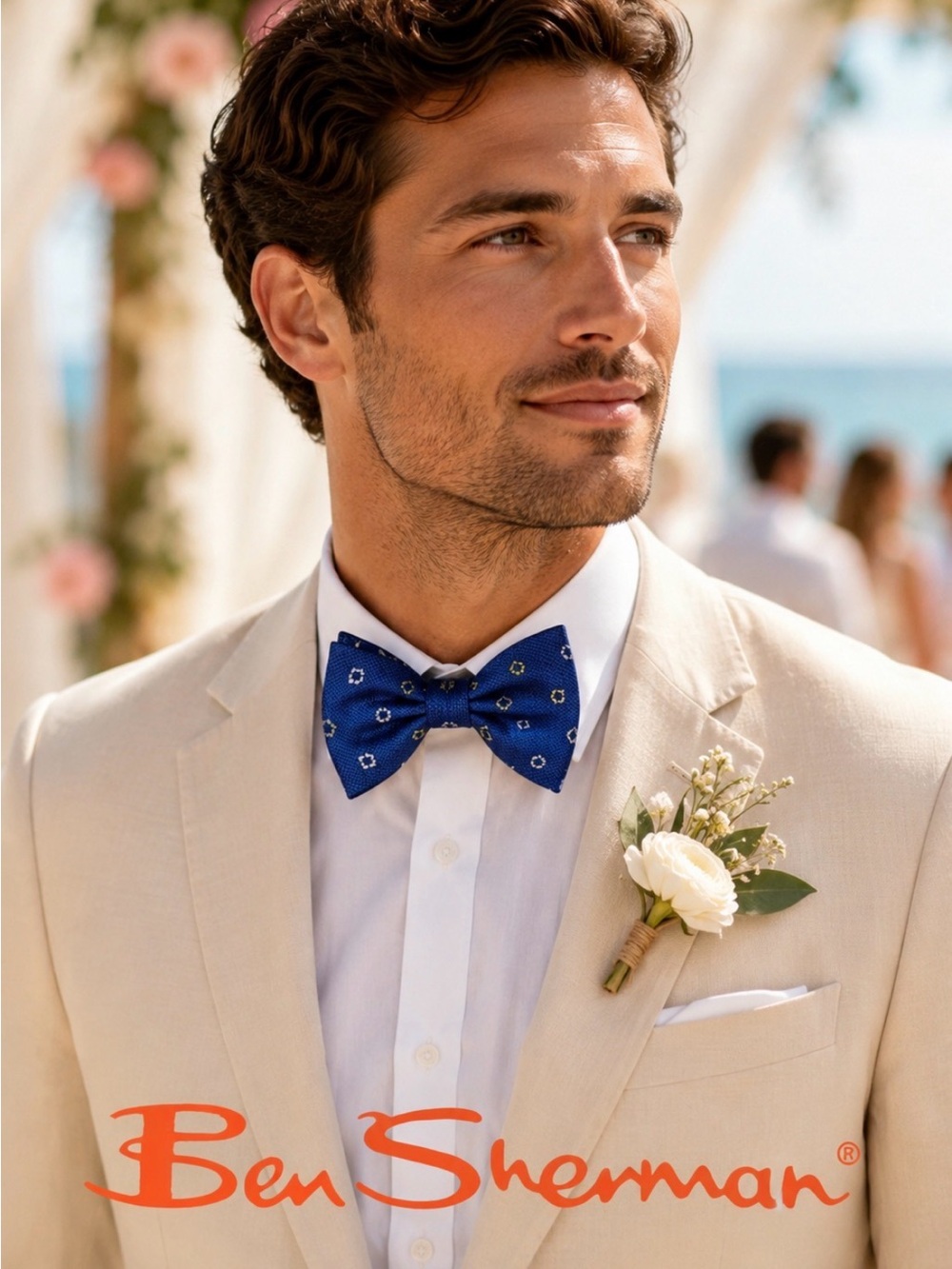 BEN SHERMAN Raw Silk Bow Tie